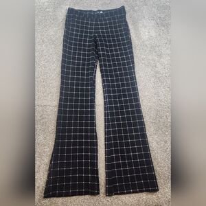Betabrand Black White Plaid Pull On Stretch Pants Size Small LONG